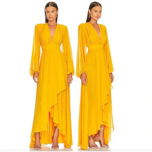 NWT Michael Costello x REVOLVE Kerry Gown in Marigold Long Sleeve